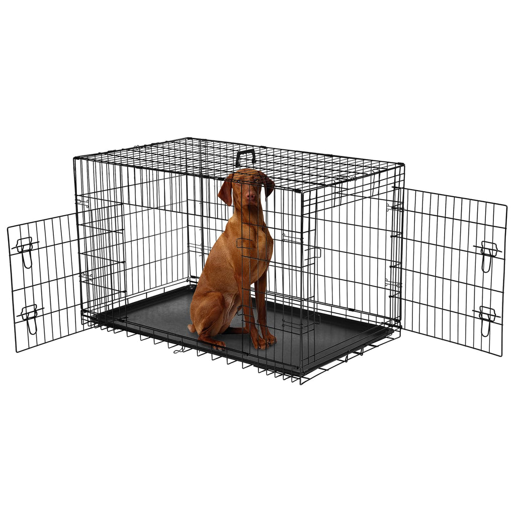 48 Inch Foldable Metal Dog Crate with Divider Panel F4107