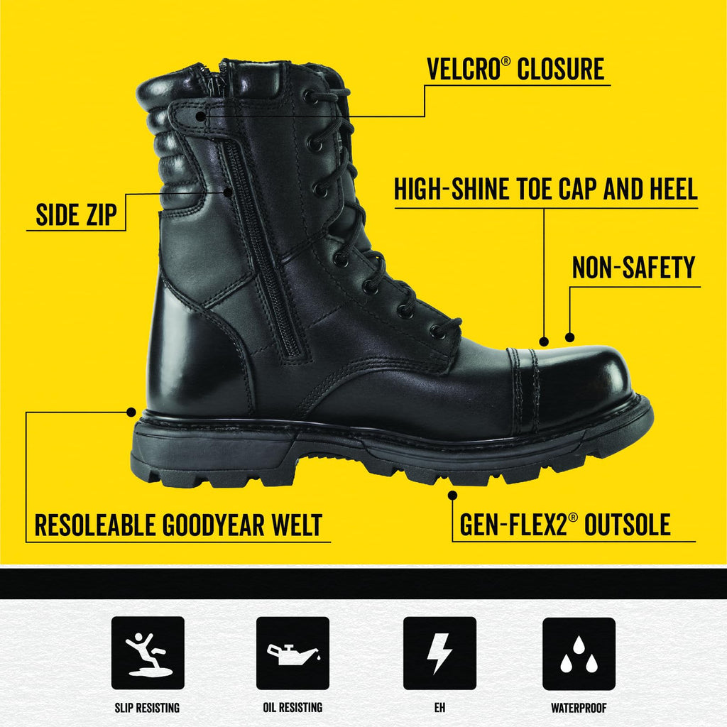 8" Side-Zip Leather Tactical Boots A34248