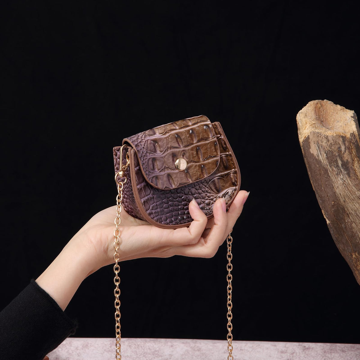 Mini Crocodile Embossed Leather Clutch R933