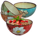 Ceramic Cereal Bowl Set of 4, 28oz Floral Pattern, Microwave Safe Y569037