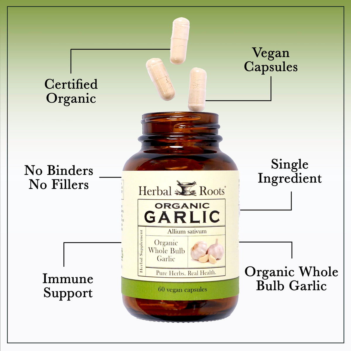 Organic Whole Bulb Garlic 60 Vegan Capsules U355