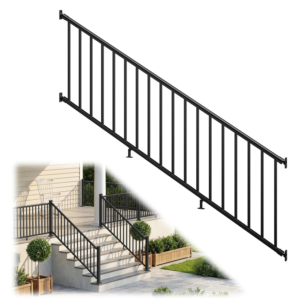 36 in. x 8 ft. Matte Black Aluminum Stair Railing Kit I18930