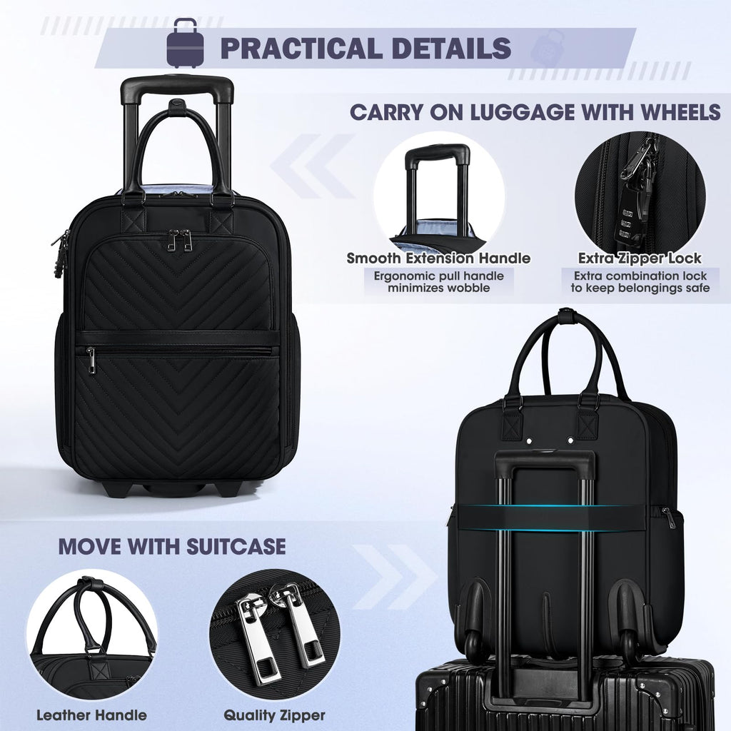 16-inch Lightweight Softside Underseat Carry On Luggage with Wheels Black Y35480