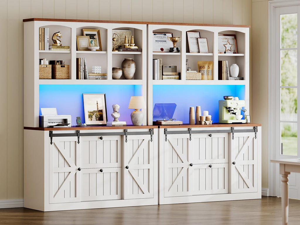 White 2 Drawer File Cabinet with Power Strip and Storage Shelf D842