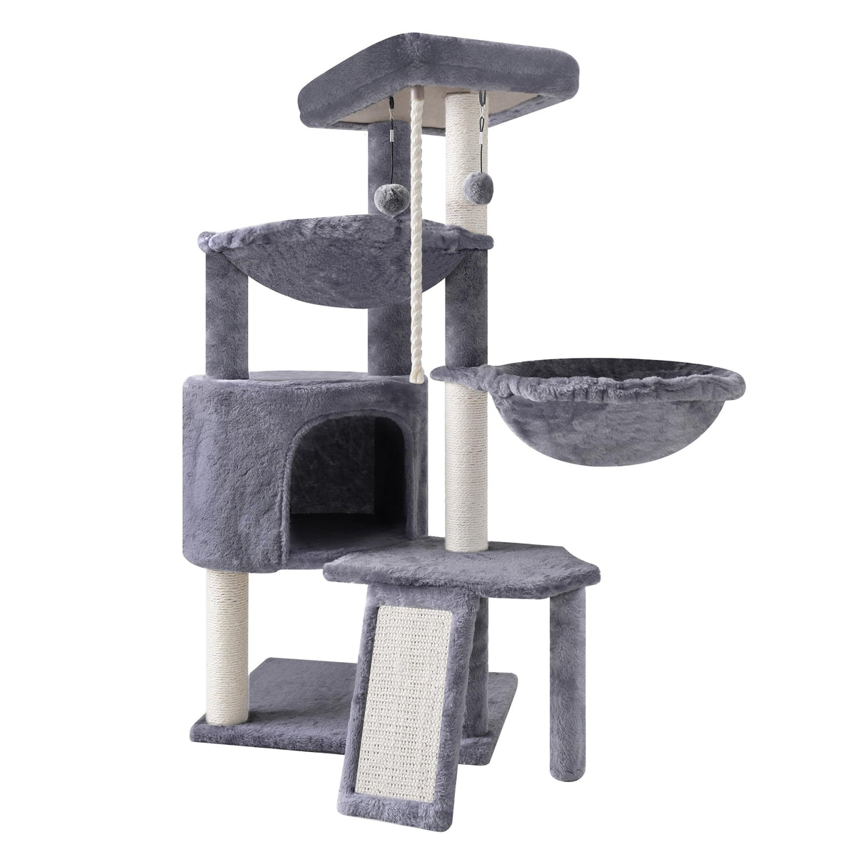 Grey Three Layer Cat Tree with Condo and Hammocks Q67778