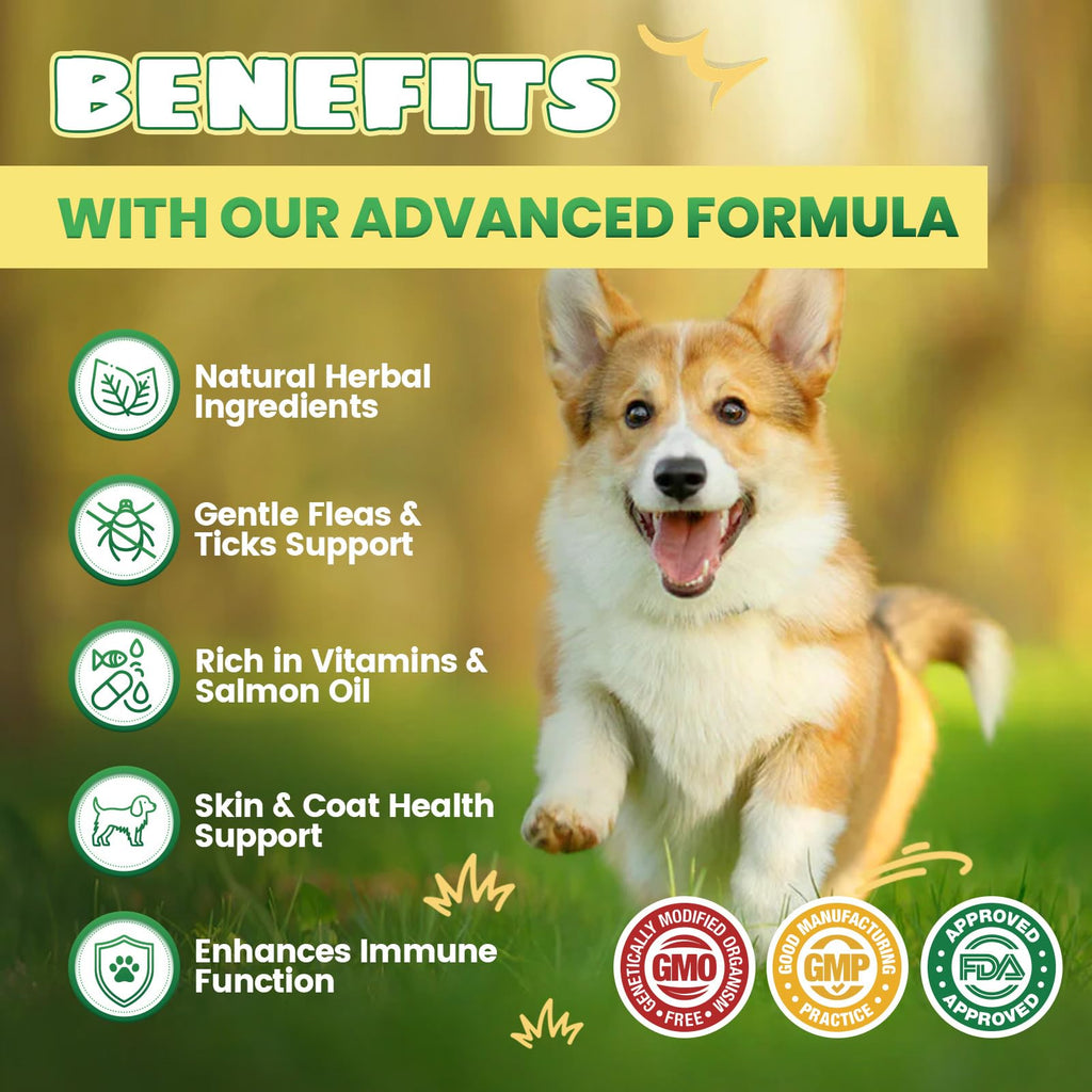 Flea and Tick Prevention for Dogs with Vitamins Fish Oil T822407