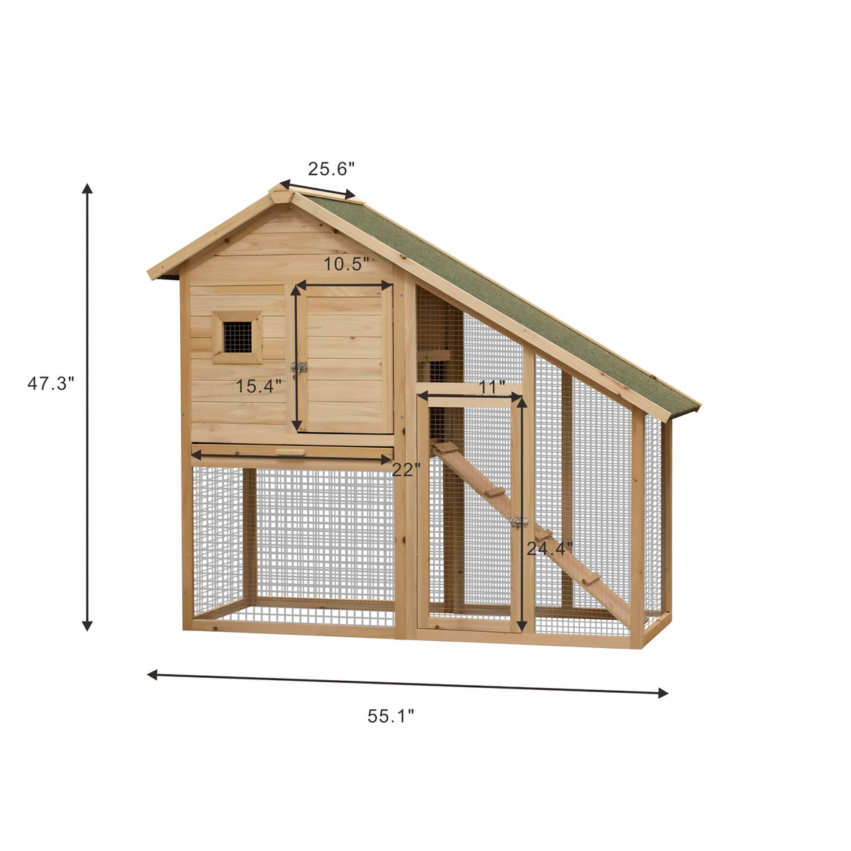 55" 2-Tier Wooden Rabbit Hutch with Ramp G4003