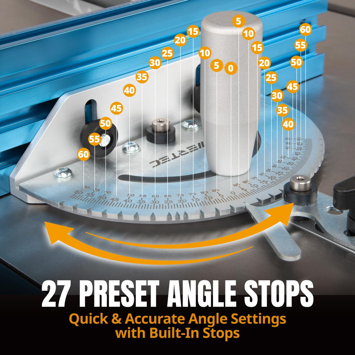 Table Saw Miter Gauge with 27 Angle Stops and T-Slot Miter Bar M298265