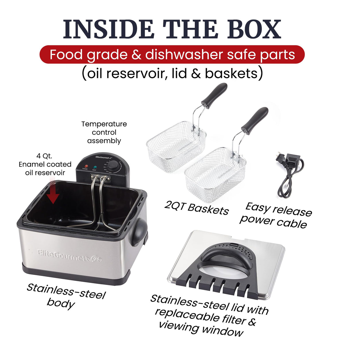 4.5Qt Deep Fryer with 2Qt Split Baskets V635452