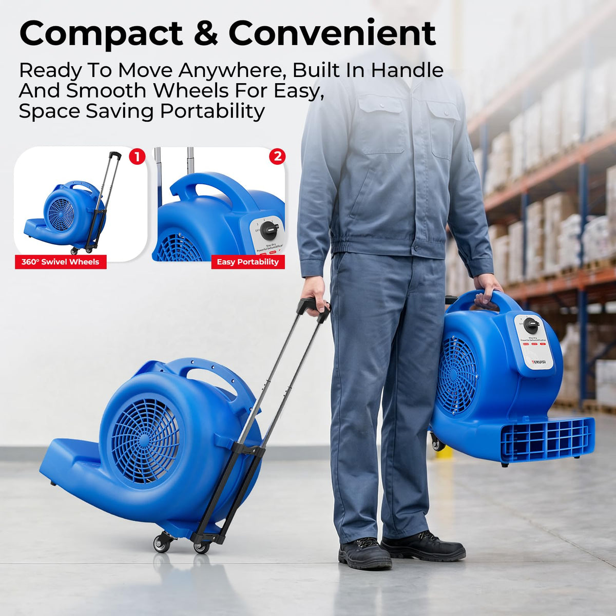 1/2 HP 1800 CFM 3 Speed Air Mover Blower Fan J80314
