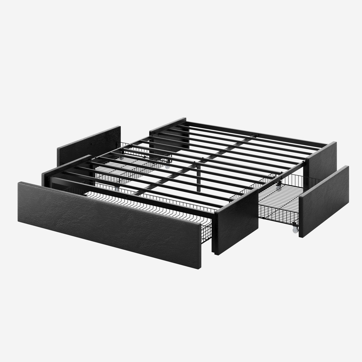 Queen Size Platform Storage Bed Frame with 3 Drawers, Black W670