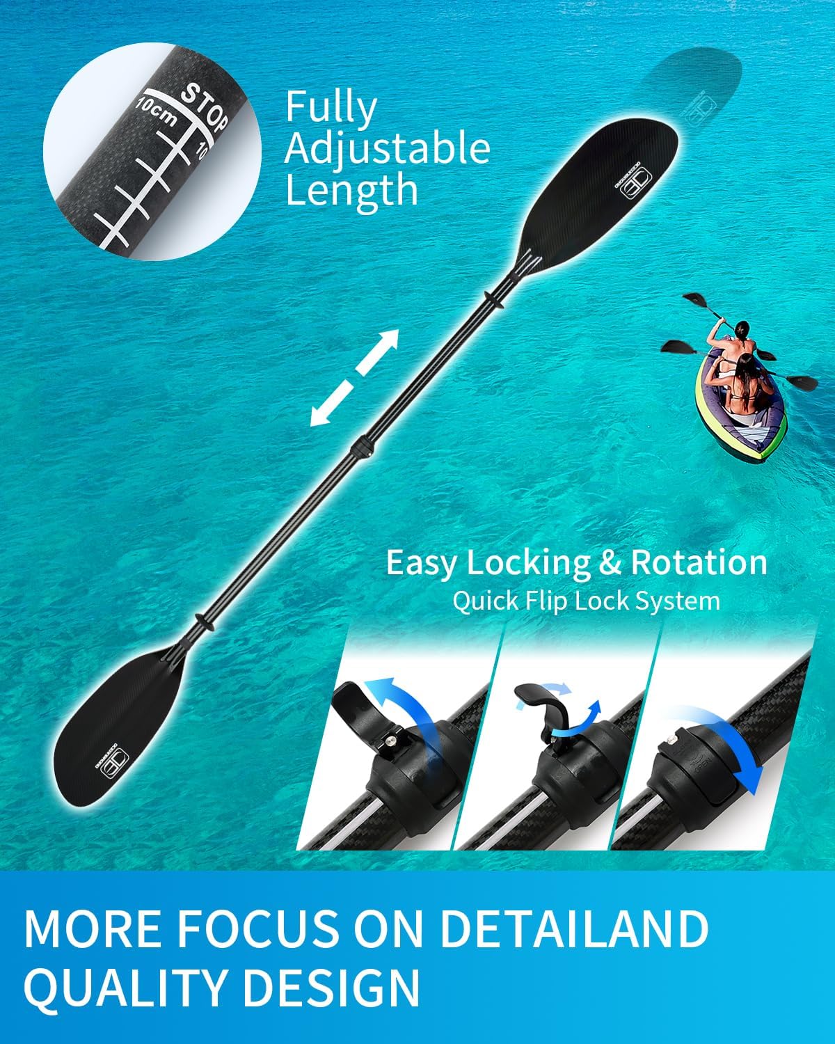 Full Carbon Fiber Adjustable Kayak Paddle Q5407