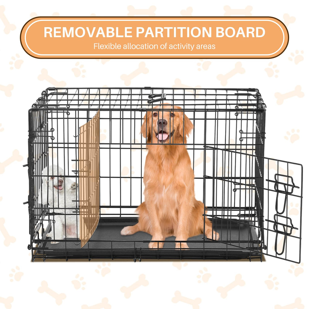 48 Inch Foldable Metal Dog Crate with Divider Panel F4107