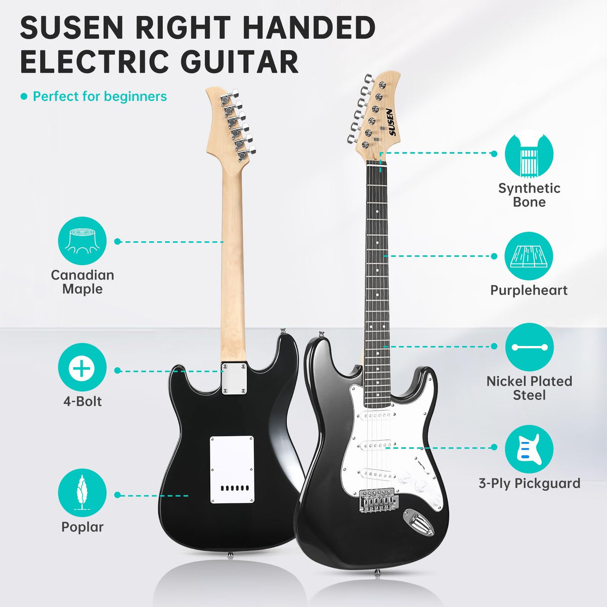 39 Inch Solid Full-size Electric Guitar with Amplifier Bag K64084