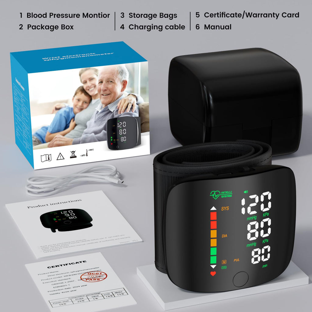Wrist Blood Pressure Monitor Led Display Black P184