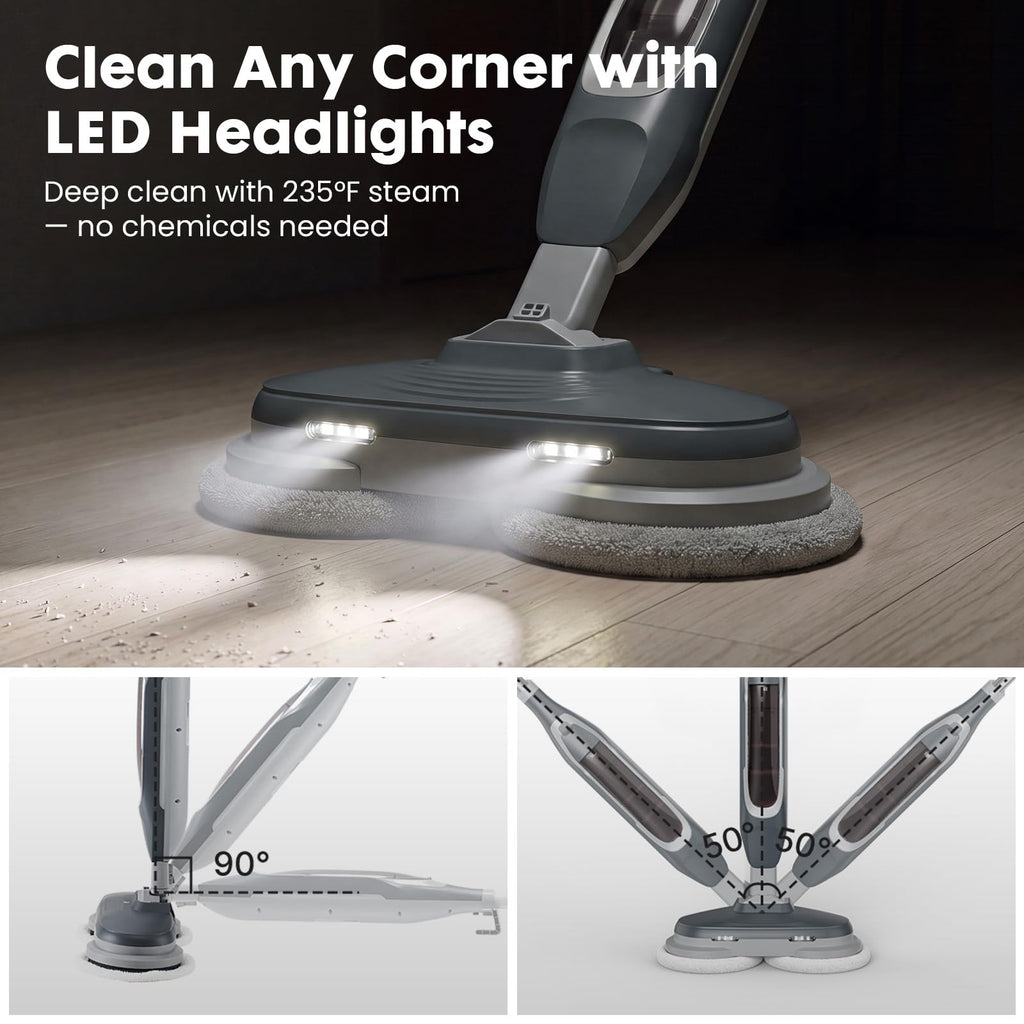 Spin Scrubbing Steam Mop, 4 Adjustable Steam Modes, Swivel Steering V508886