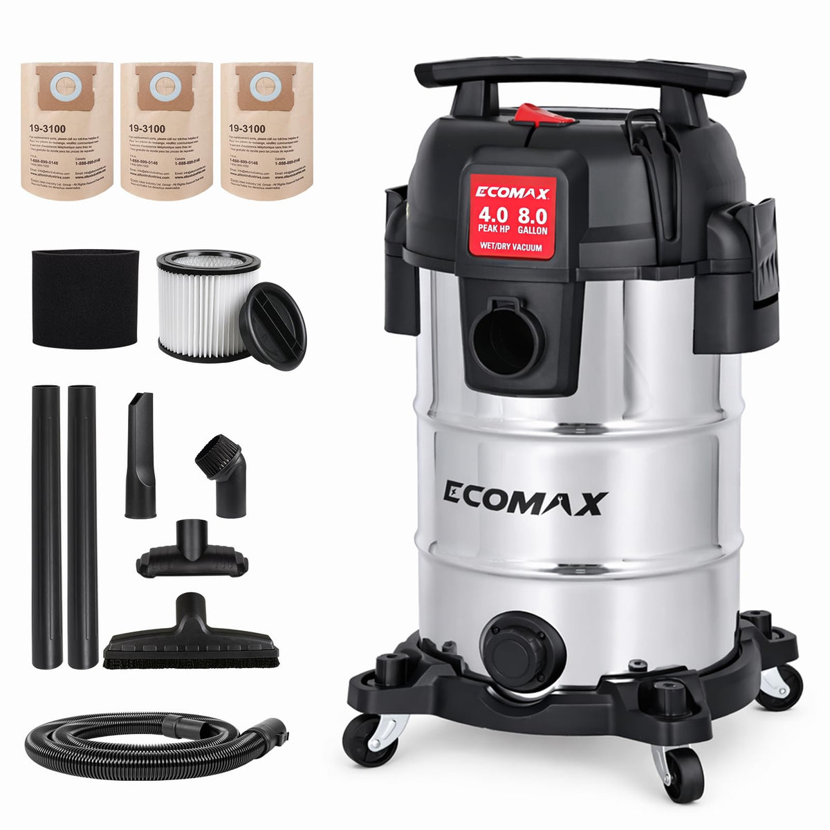 8 Gallon Stainless Steel Wet and Dry Shop Vacuum I167
