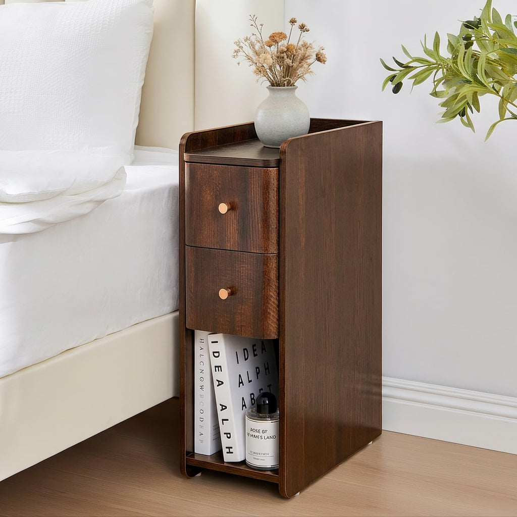 Wooden 2 Drawer Narrow Nightstand C239