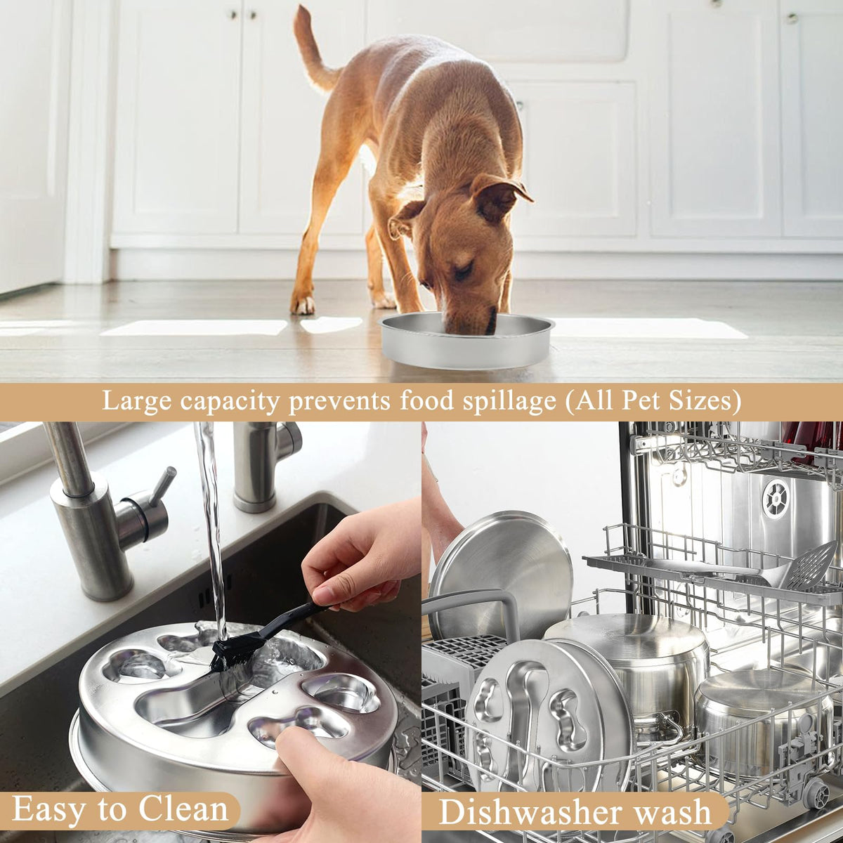 Stainless Steel Slow Feeder Dog Bowls F799