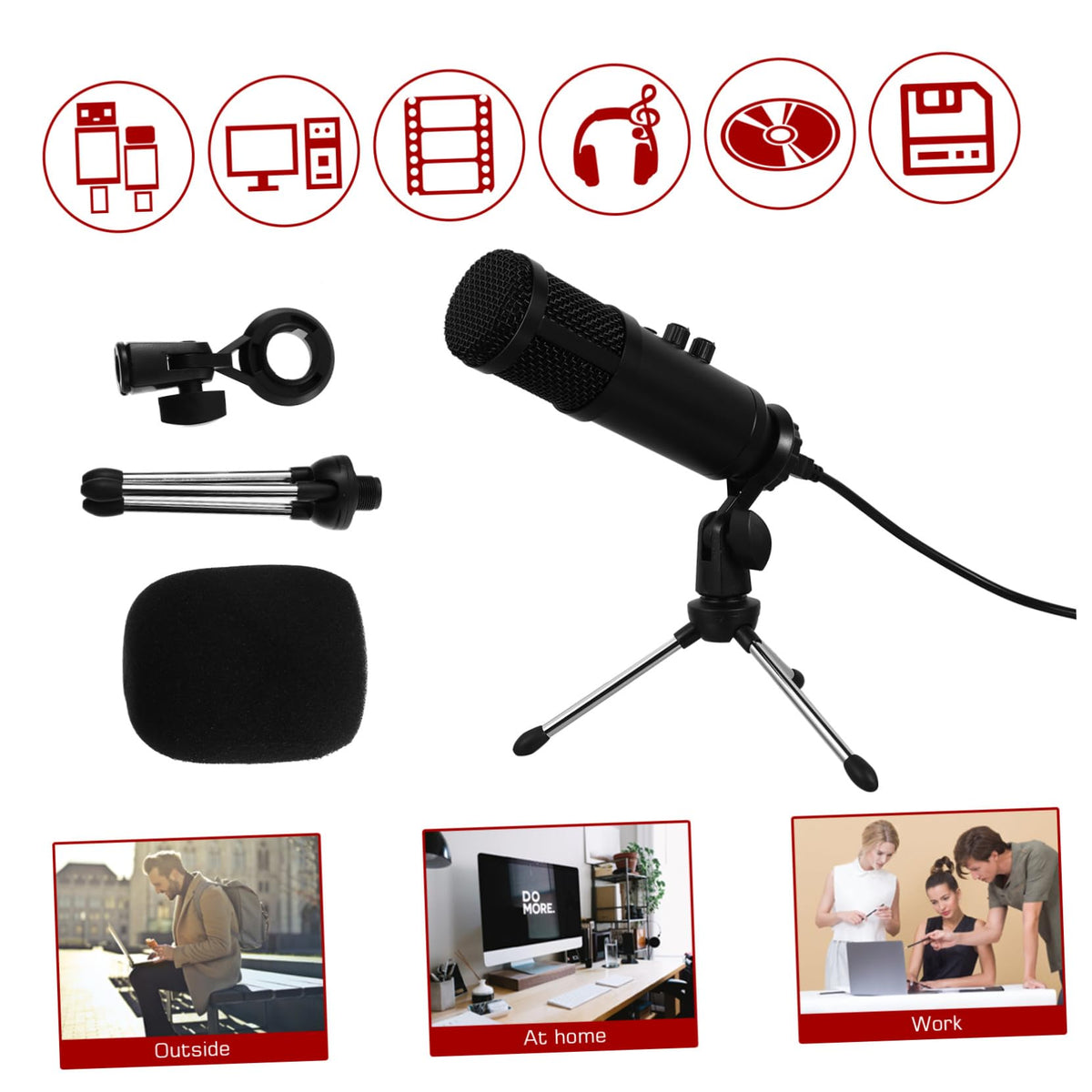 USB Condenser Microphone with Tripod Stand and USB Cable C76213