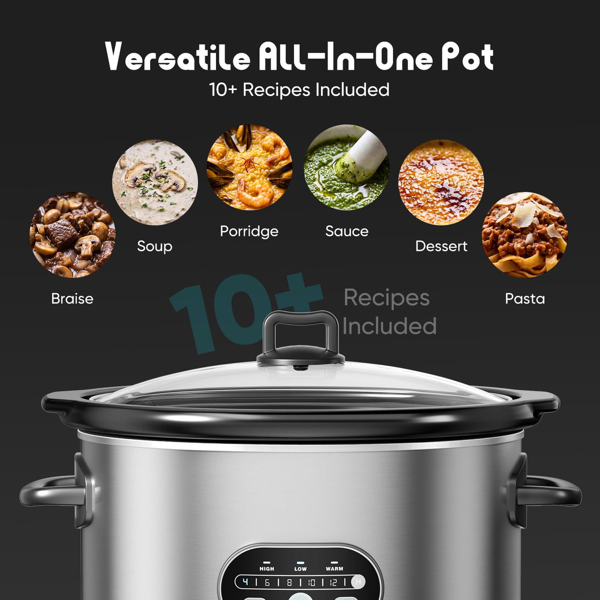 8 Quart Programmable Ceramic Nonstick Slow Cooker V498223