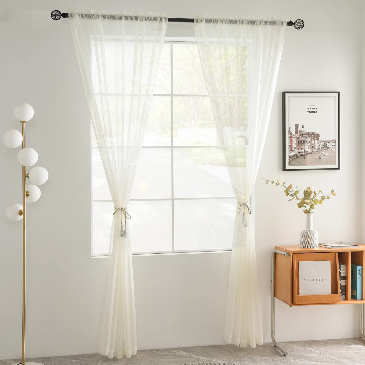 Solid Sheer Rod Pocket Curtain 2 Panels 52 Inch Width 84 Inch Long T935551