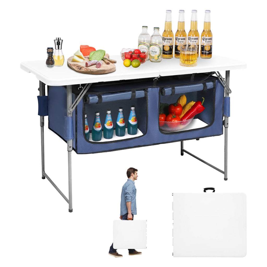 Foldable Camping Table with Storage E546947