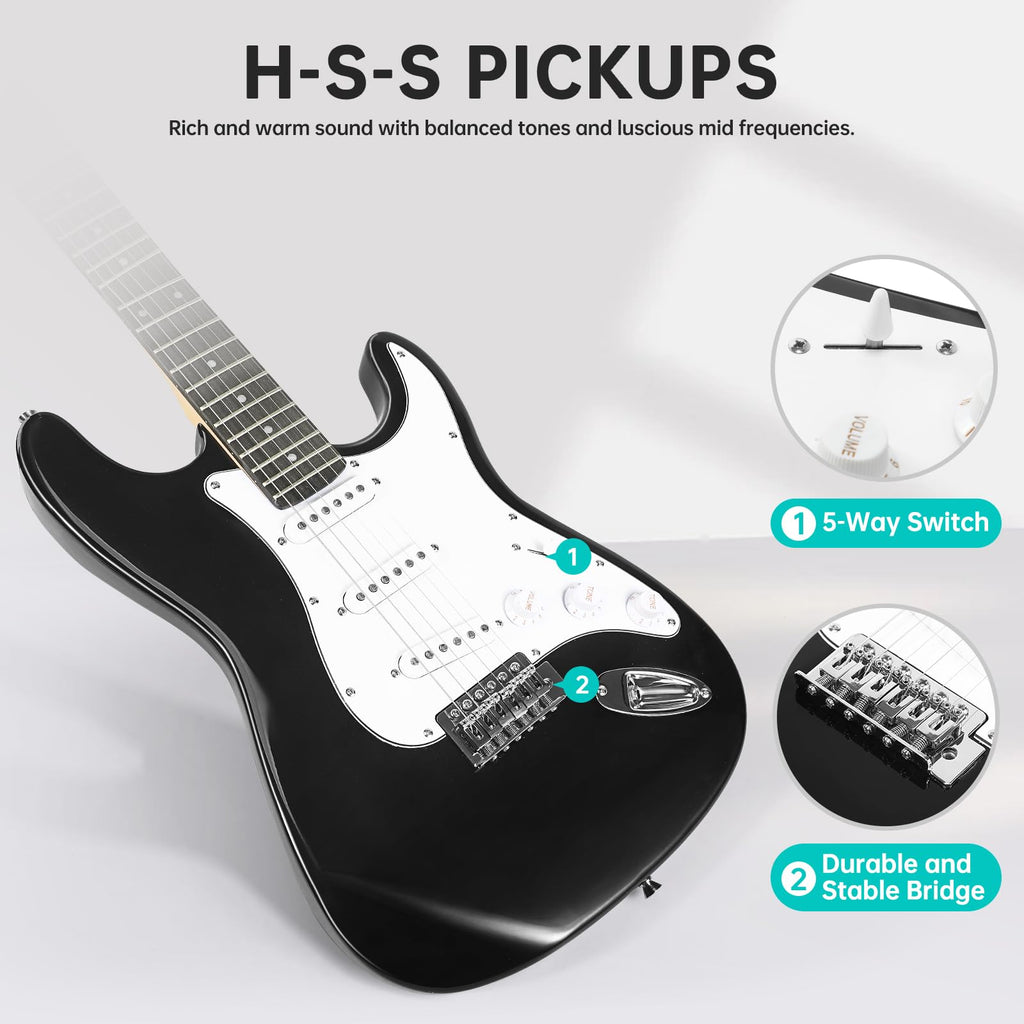 39 Inch Solid Full-size Electric Guitar with Amplifier Bag K64084