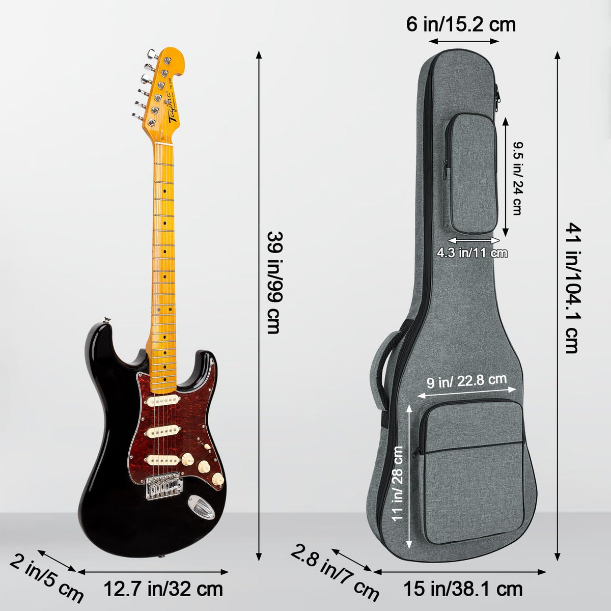 Padded Electric Guitar Gig Bag with Neck Strap W1222