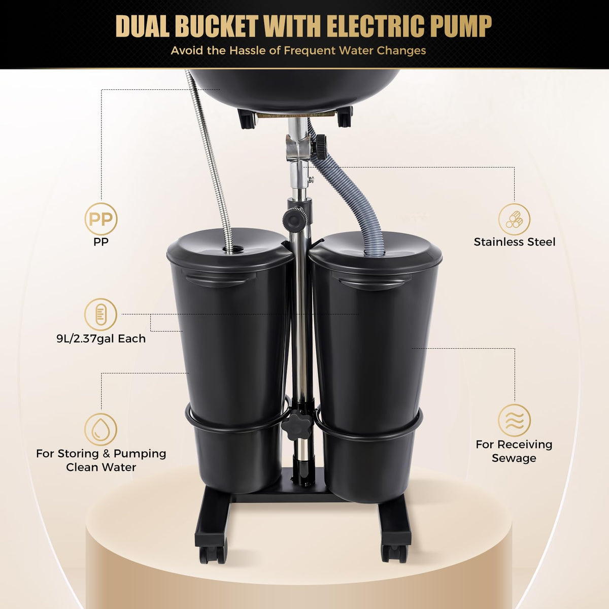 Portable Shampoo Basin with 2 Buckets E469
