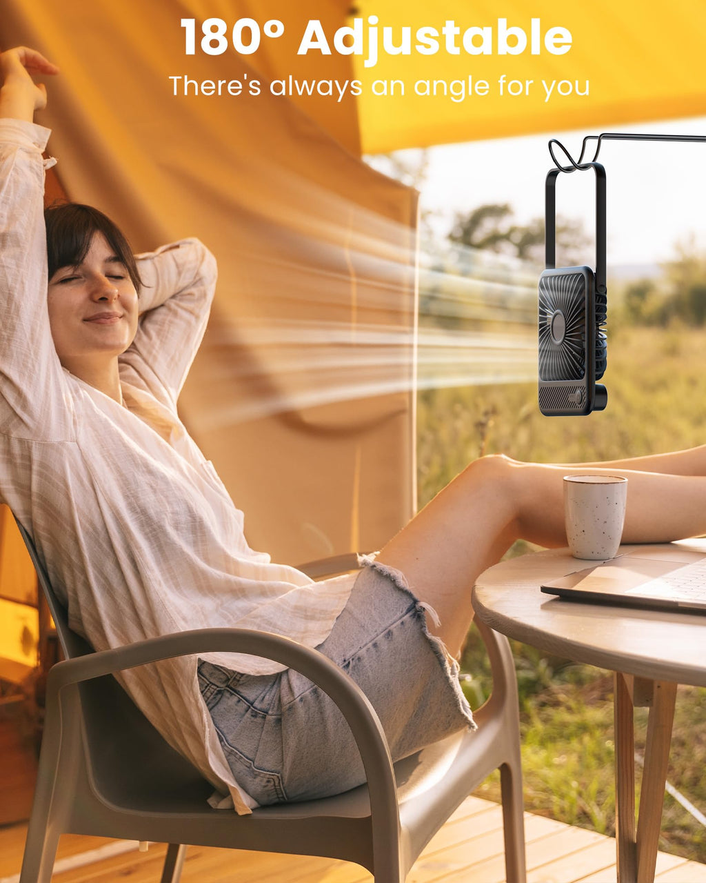 Battery Operated Desk Fan, 5'' Portable USB Fan, 11h Runtime, 3 Speeds G3963