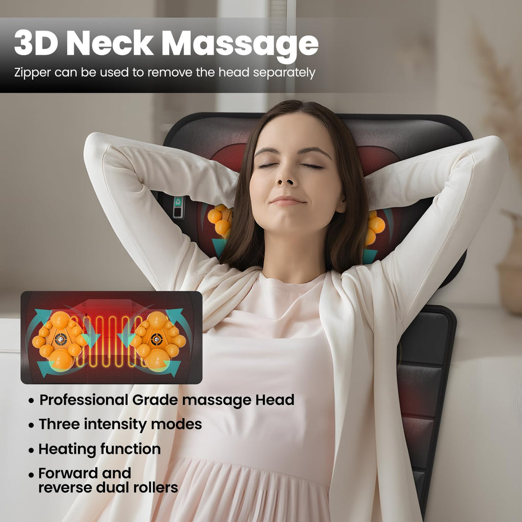 Black Full Body Vibration Heating Massage Mat with 10 Vibrating Motors and 9 Speed Settings Q589