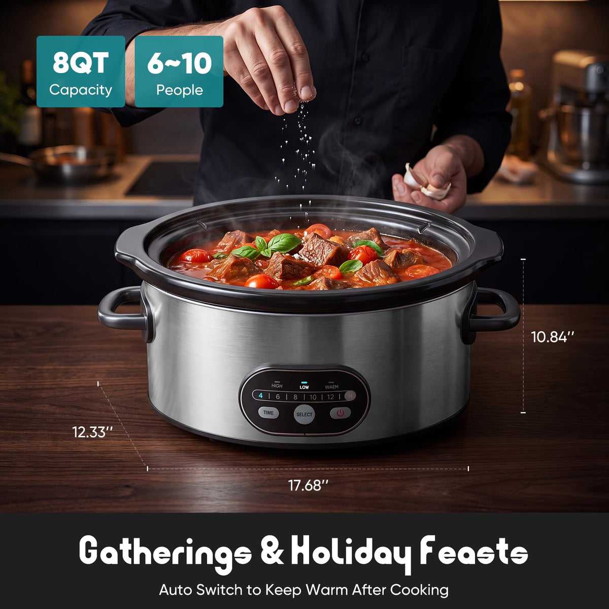 8 Quart Programmable Ceramic Nonstick Slow Cooker V498223