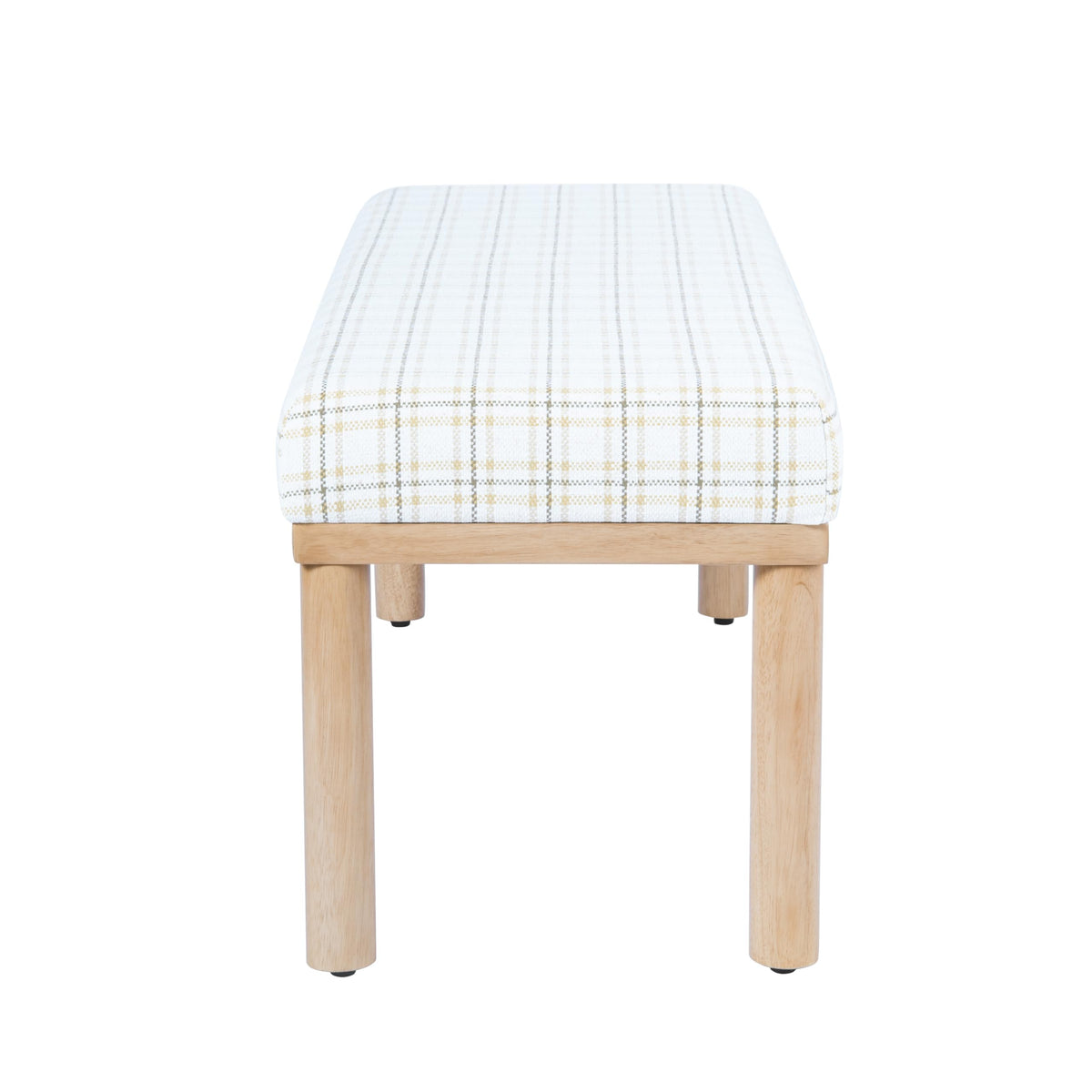 Natural Plaid Woven Fabric Bench Y592