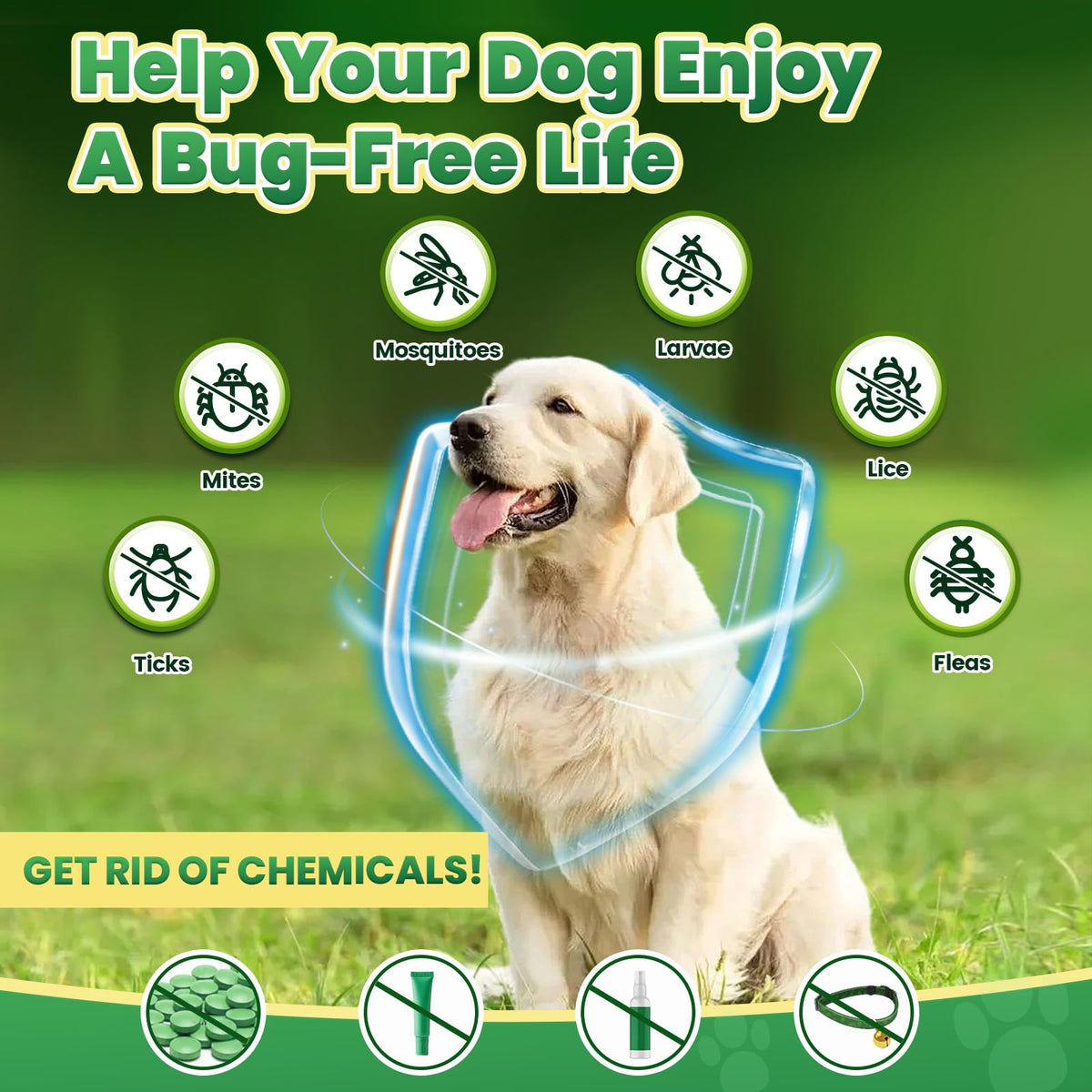 Flea and Tick Prevention for Dogs with Vitamins Fish Oil T822407