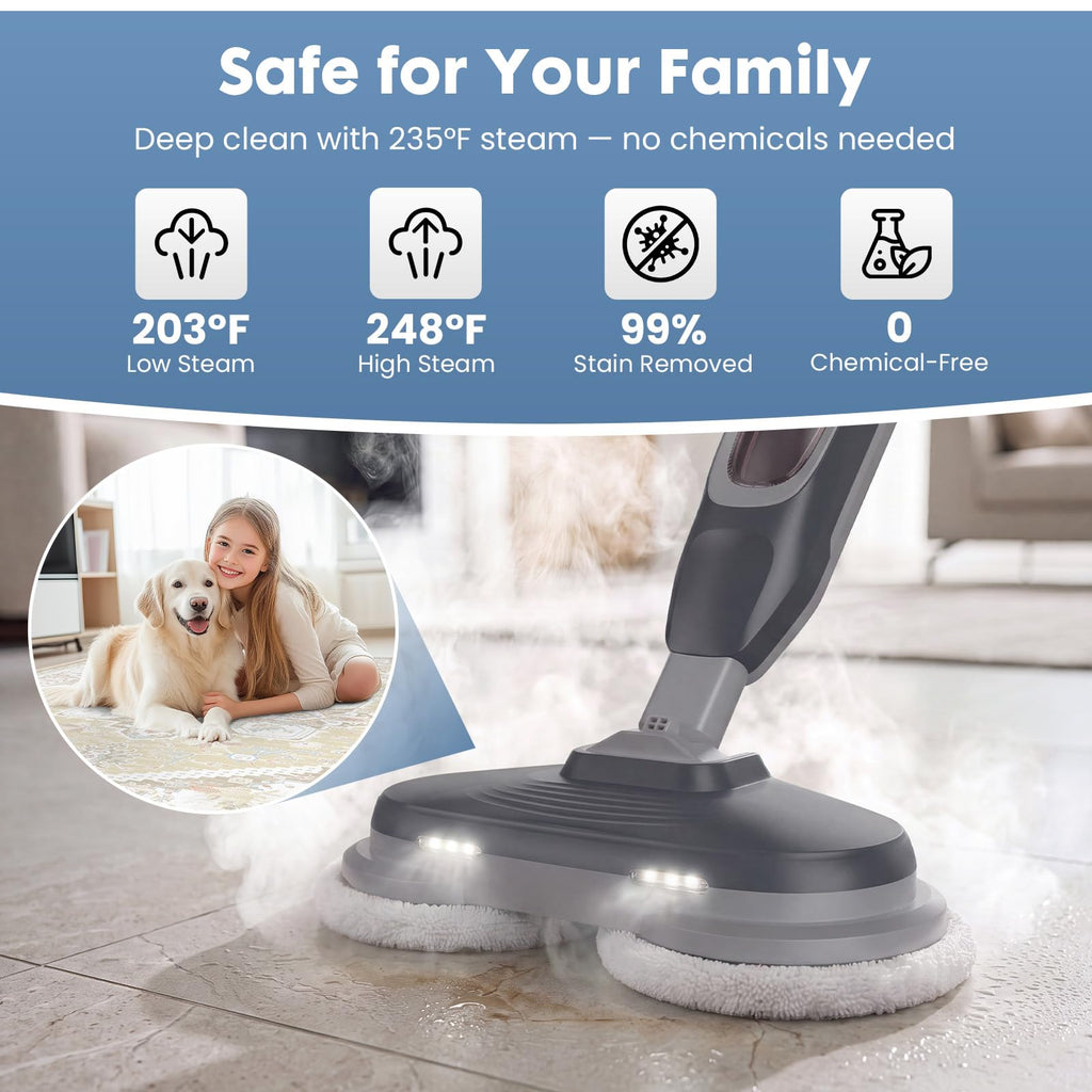 Spin Scrubbing Steam Mop, 4 Adjustable Steam Modes, Swivel Steering V508886