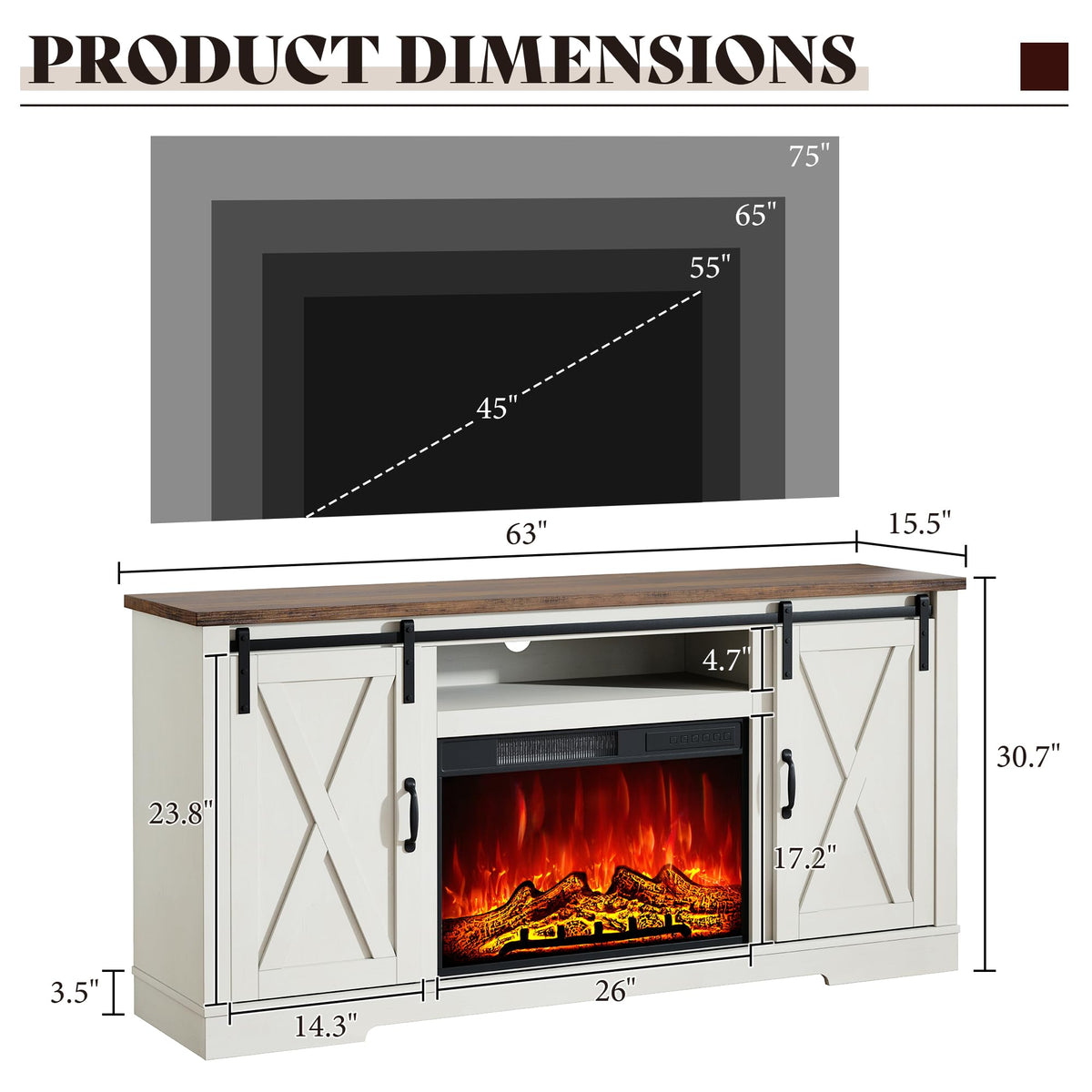 Fireplace TV Stand with Sliding Barn Door H680741