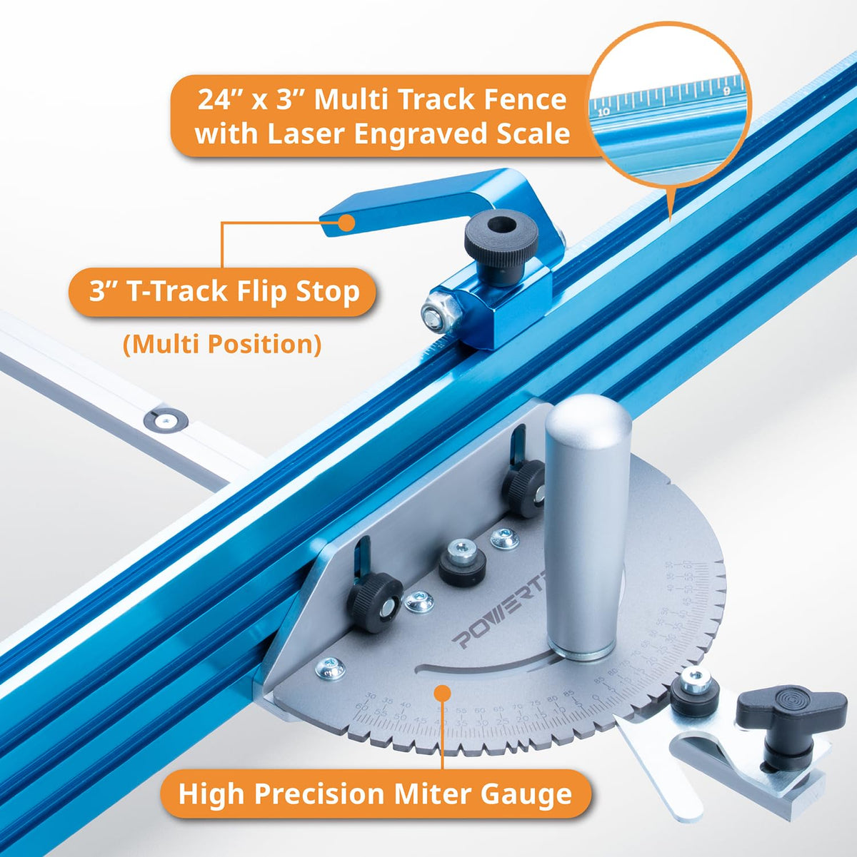 Table Saw Miter Gauge with 27 Angle Stops and T-Slot Miter Bar M298265
