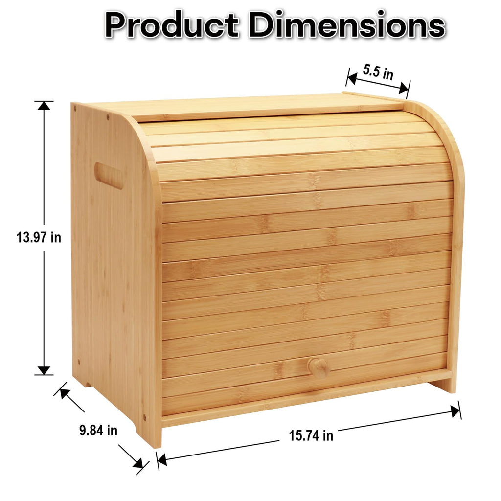Bamboo 2-Tier Roll-Top Bread Box D631917