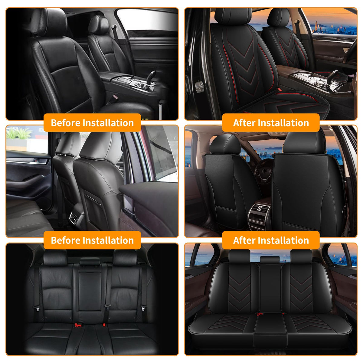 Waterproof Leather Full Set Car Seat Covers D74184