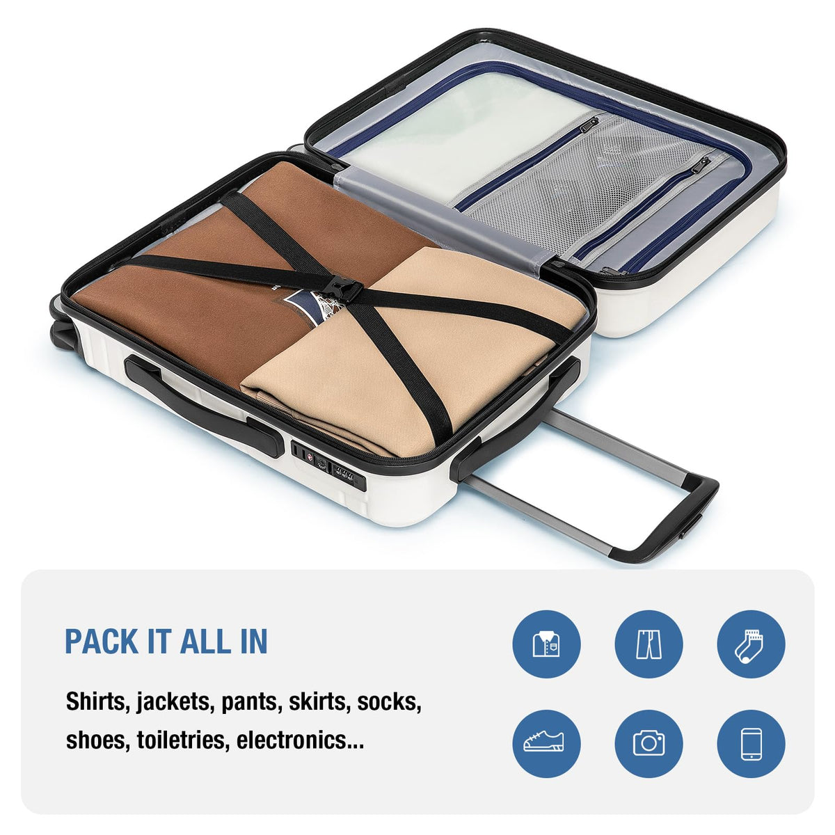 White 20 Inch Hardshell Carry On Luggage L37483