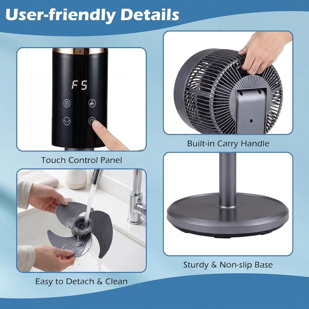 Compact Oscillating Standing Fan J60197