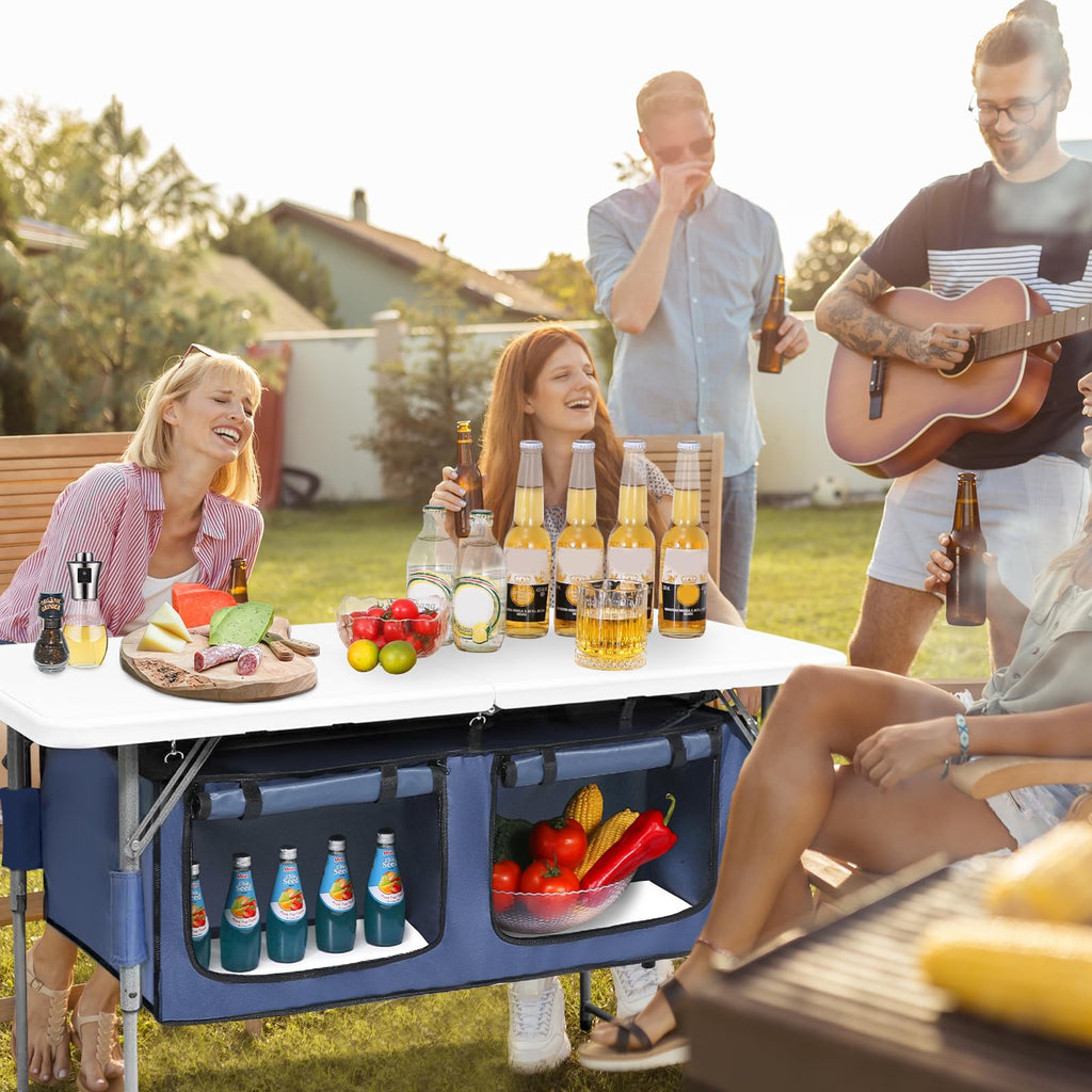Foldable Camping Table with Storage E546947