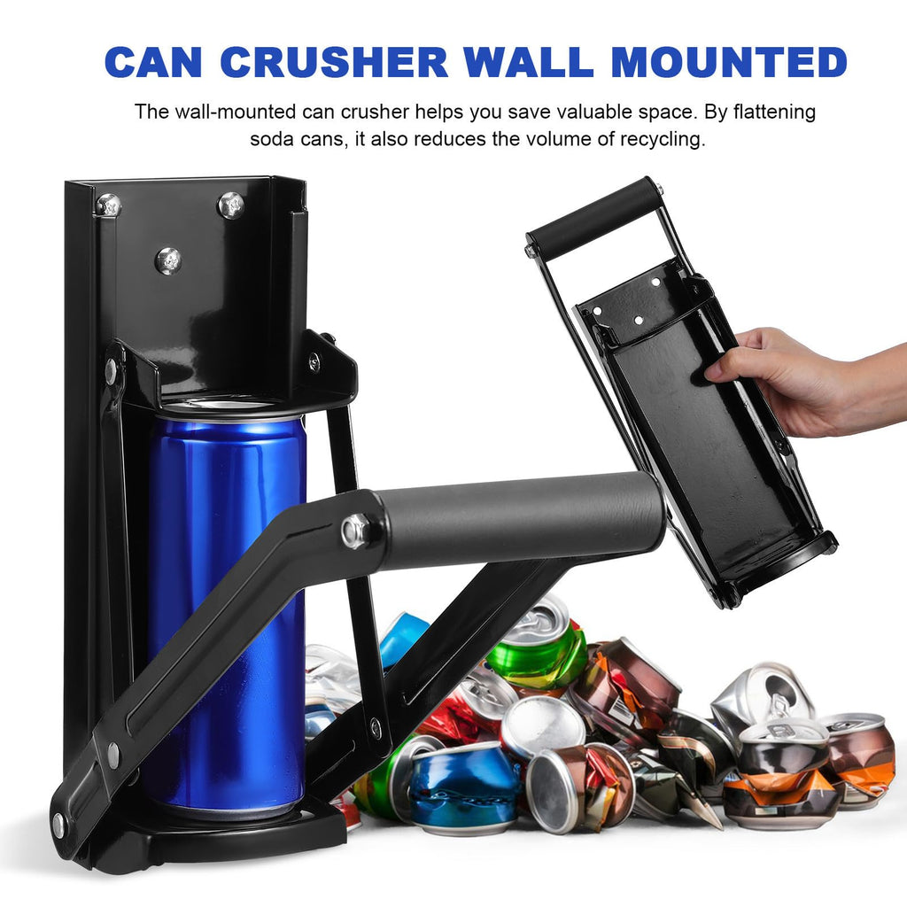 Black Wall Mounted Can Crusher with Bottle Opener M80463