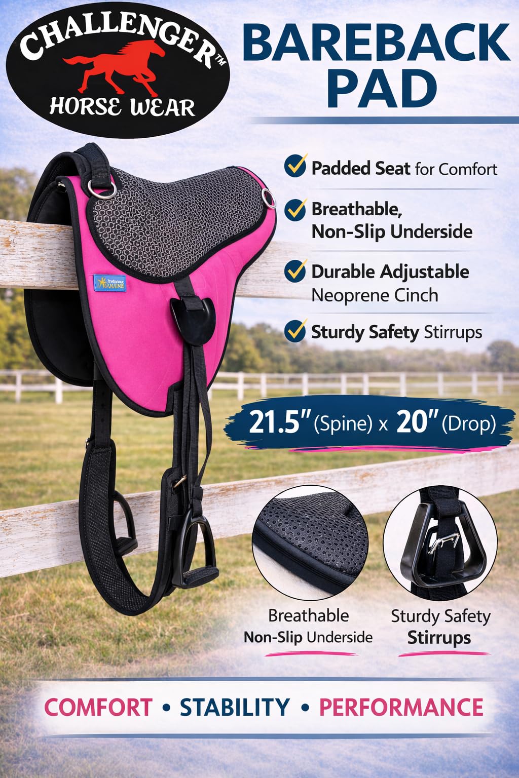 Neoprene Padded Anti-Slip Bareback Saddle Pad G4963