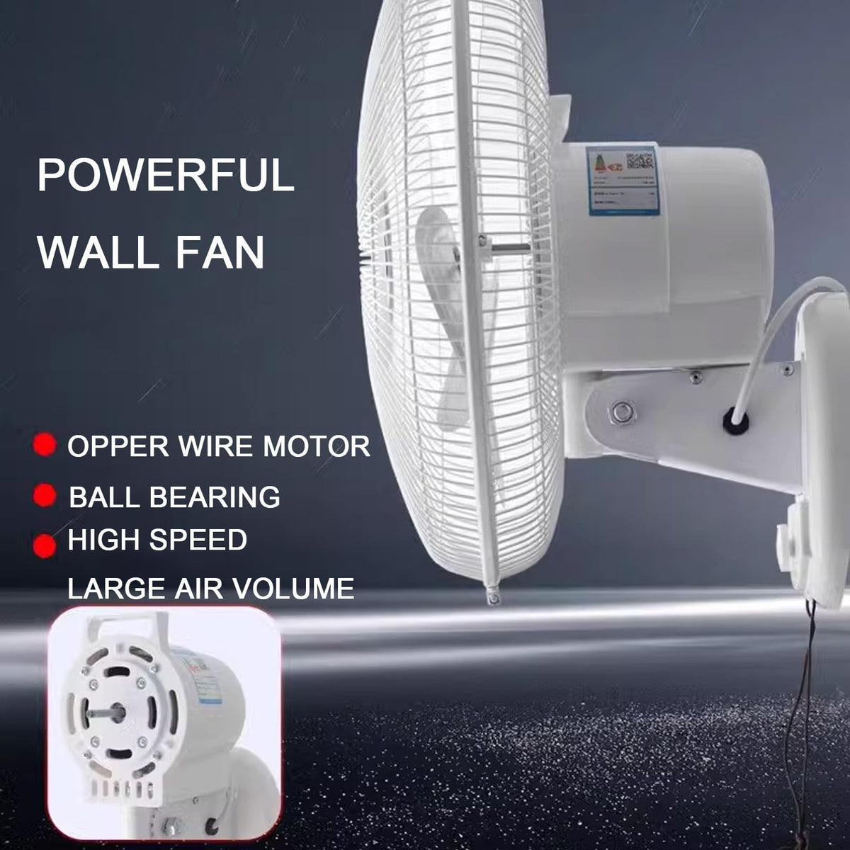 Wall Mount Fan 3 Speeds White 16in K723075