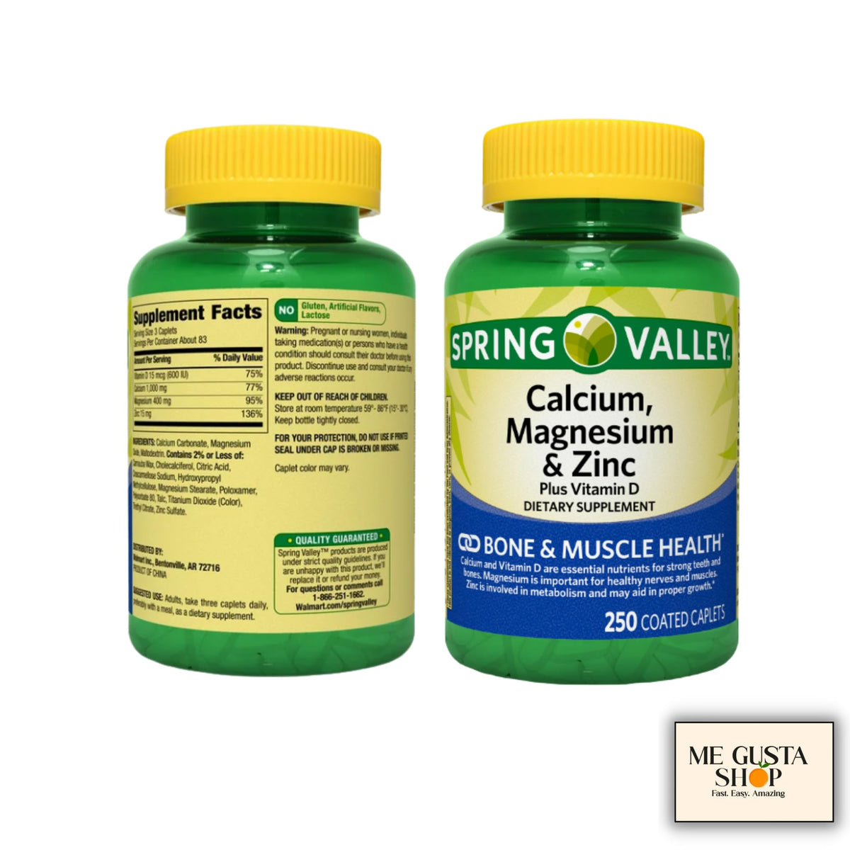 Calcium Magnesium Zinc Plus Vitamin D3 Caplets 500 Count E4245