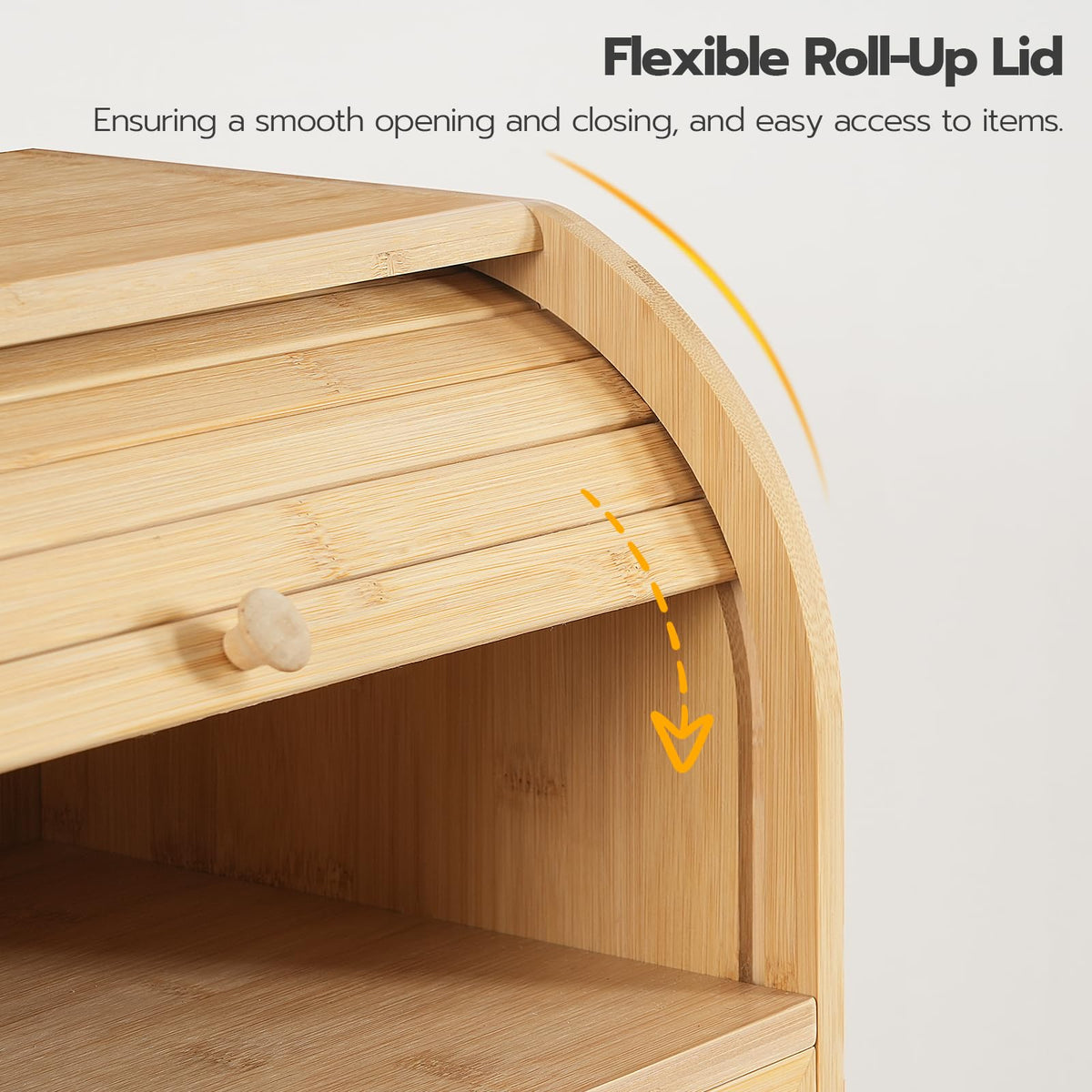 Bamboo 2 Tier Roll-Top Bread Box M3575