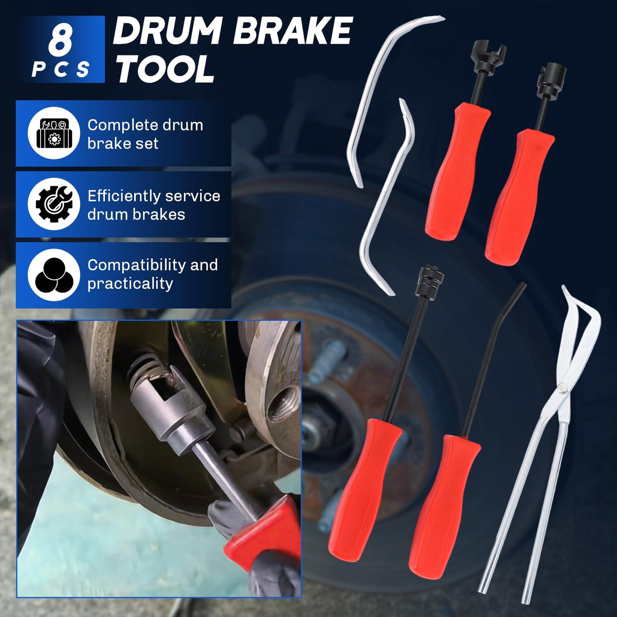 Heavy-Duty Disc Brake Caliper Tool & Drum Brake Tool F1278