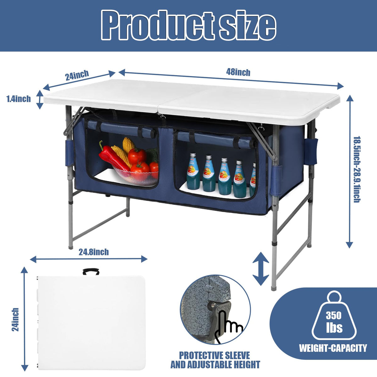 Foldable Camping Table with Storage E546947
